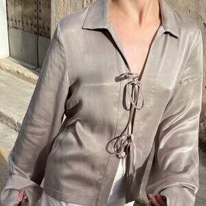 Djerf Avenue Occasion Top in Rain Long Sleeve //‎ Size Small